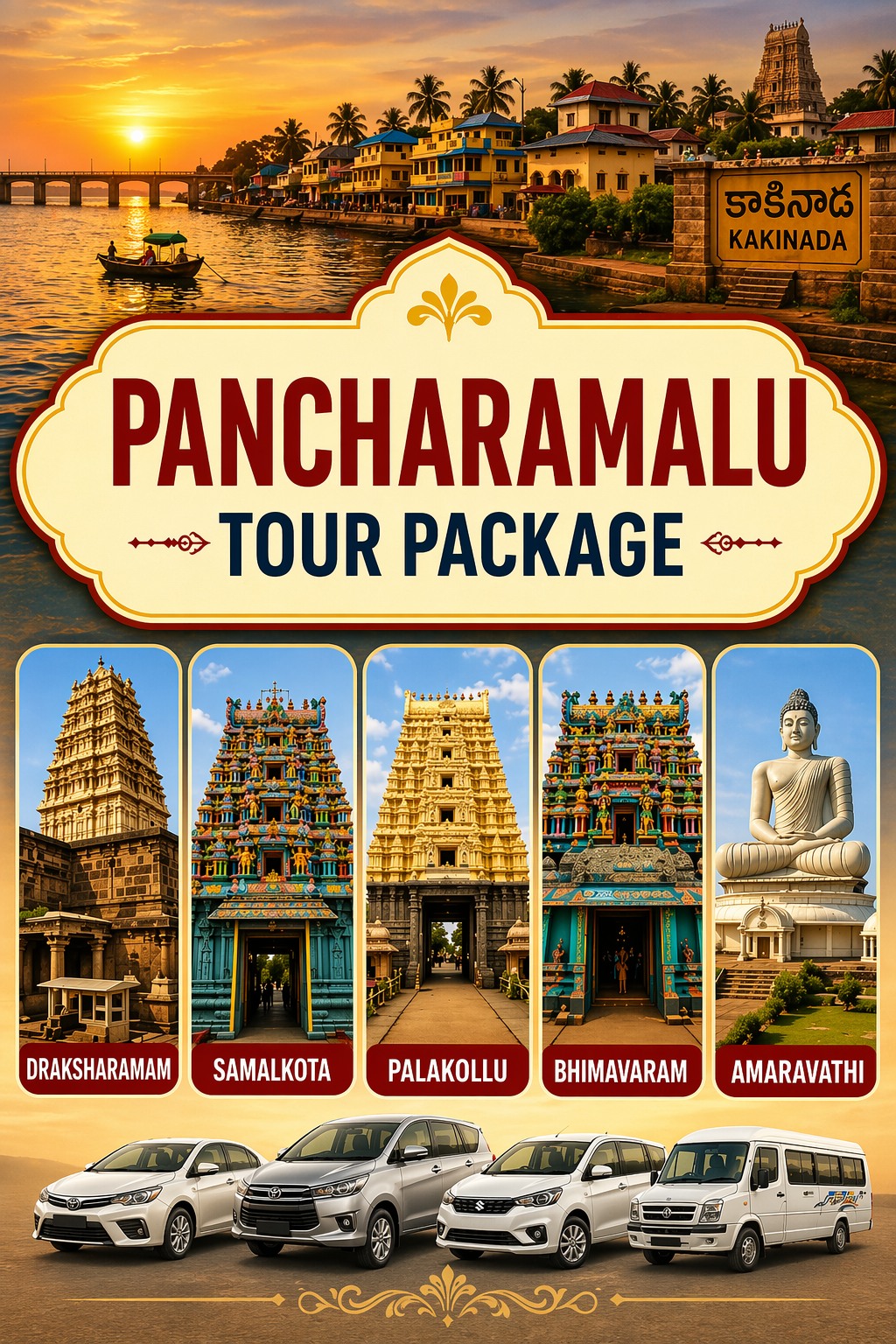 Pancharamalu devotional tour package poster from Srinivasa Car Travels